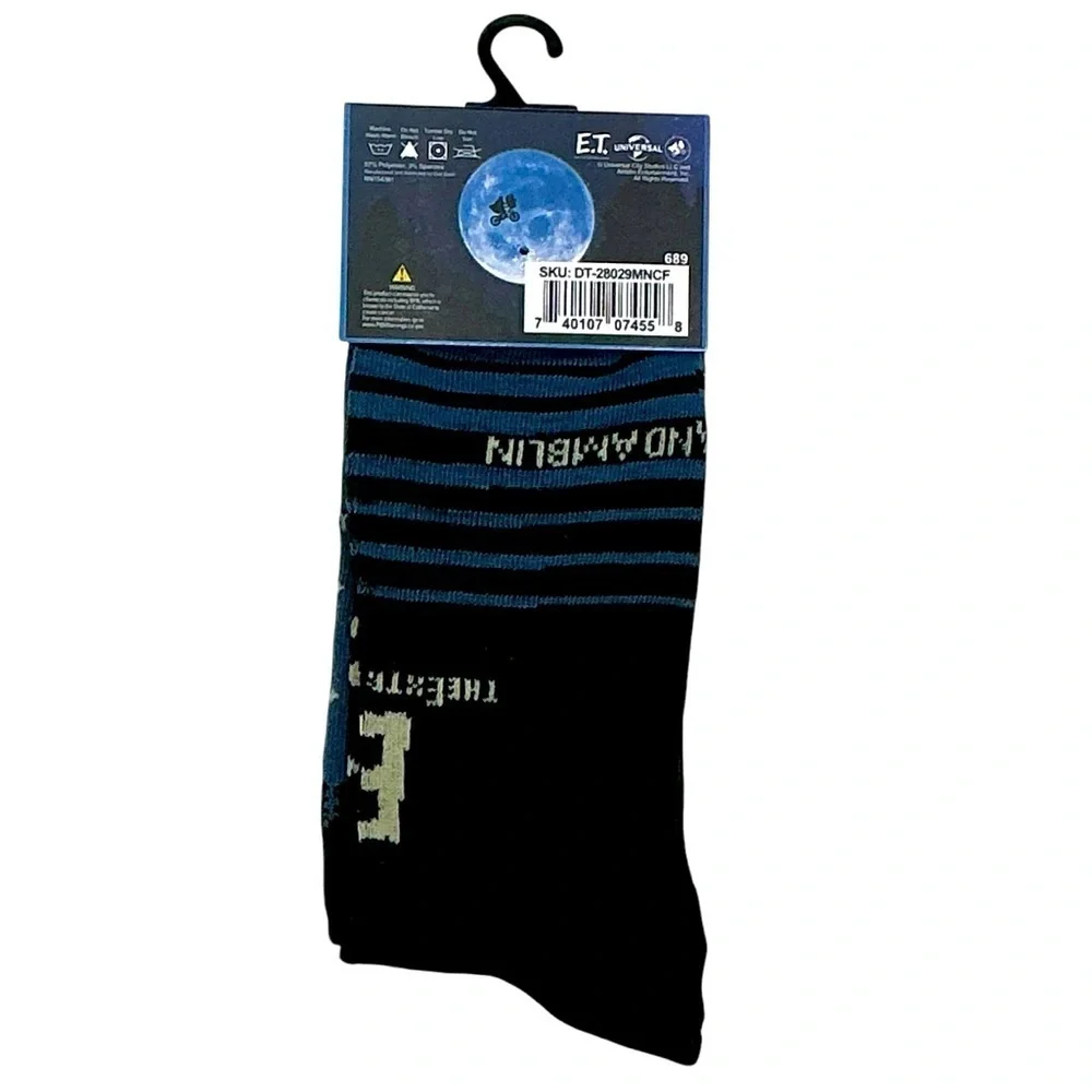 E.T. Crew Socks Mens Novelty Funny Print Black by Odd Sox Unisex OS Shoe 6-12